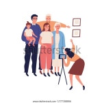 스마트폰 카메라로 사진을 찍는 행복한 대가족. 스톡 벡터(로열티 프리) 1777188806 | Shutterstock