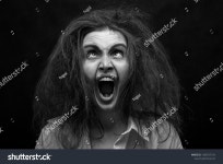 Fun Crazy Young Woman Fluffy Hair 스톡 사진 1368727154 | Shutterstock