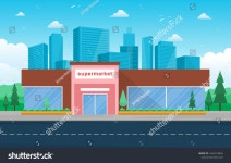 슈퍼마켓 슈퍼마켓 소매점 몰 시티 빌딩 스톡 벡터(로열티 프리) 1664103856 | Shutterstock