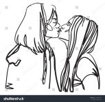 두키스엔터프라이스 | 두 소녀가 서로 키스한다. 선 그리기 스톡 벡터(로열티 프리) 1736604563 | Shutterstock