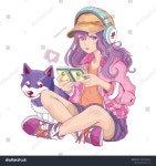 시베리아허스키냉면 수원대점 | 귀여운 만화 소녀와 시베리아 허스키 일러스트 스톡 벡터(로열티 프리) 2425355163 | Shutterstock
