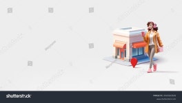 3D 가게 건물, 젊은 소녀, 커피와 스톡 벡터(로열티 프리) 2521933535 | Shutterstock