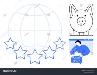 Large Globe Five Stars Symbolizing Global 스톡 벡터(로열티 프리) 2566383365 | Shutterstock