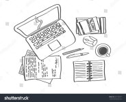 Workplace Sketch 1 스톡 벡터(로열티 프리) 681190297 | Shutterstock
