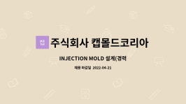 주식회사 캡몰드코리아 : INJECTION MOLD 설계(경력) | 더팀스 INJECTION MOLD 설계(경력) by 주식회사 캡몰드코리아