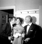 Mike Todd, Elizabeth Taylor and Yul Brynner at the 29th Acad...