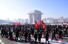 경애하는 아버지 김정은원수님을 조선민주주의인민공화국무력 최고사령관으로 높이 모신 11돐경축 청년학생들의 무도...