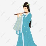 Hanfu 아름답고 잘 생긴 플루트 연주 일러스트, Hanfu, 아름답고 잘 생긴, 여자 PNG 일러스트 및...