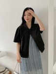 09WOMEN - 크레핀 반팔 점퍼 75389