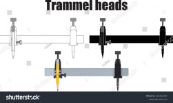 트램멜 헤드(Tramel head), 트램멜 포인트(Trammel points) 스톡 벡터(로열티 프리) 2...