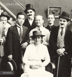 OLIVER HARDY with some of the other cast and crew of a Billy...