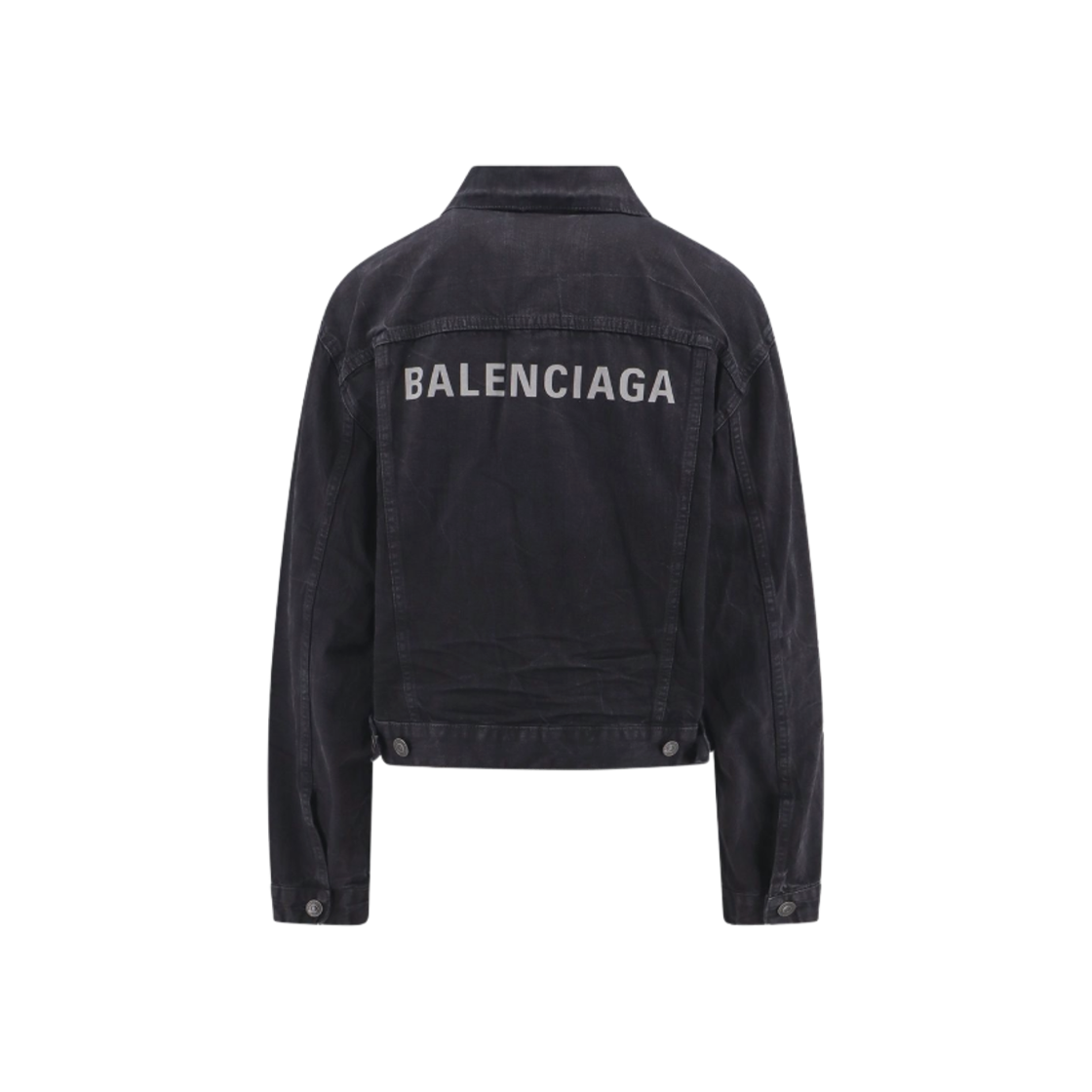 【BALENCIAGA】デニム ジャケット ブラック W) バレンシアガバックロゴコットンデニムジャケットブラック